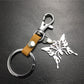Men and Women Jewelry Titanium Steel Pendant Stainless Steel Hollow Butterfly Pendant Leather Keychain
