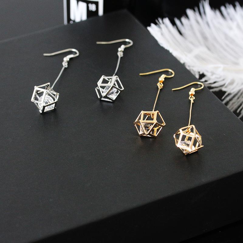 Popular alloy spherical hollow three-dimensional zircon earrings earrings simple style