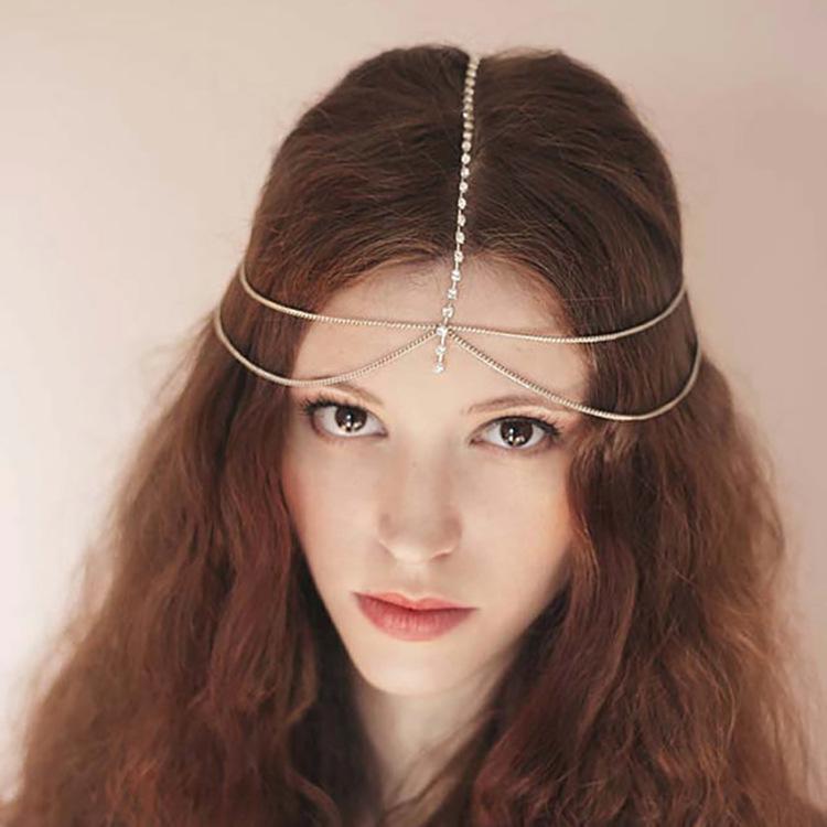 Street Shot Super Shiny Sequins Wavy Gem Diamond Chain Headwear Hairband Hair Accessories
