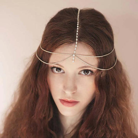 Street Shot Super Shiny Sequins Wavy Gem Diamond Chain Headwear Hairband Hair Accessories