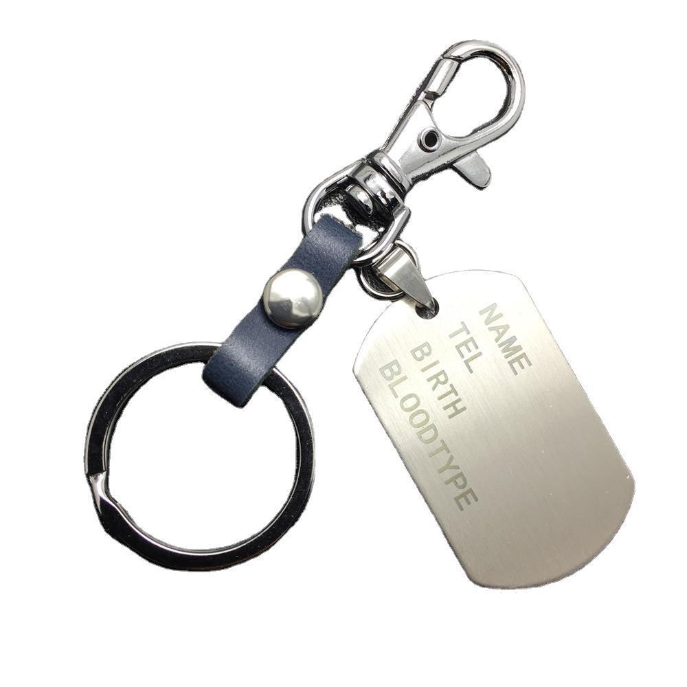 Military ID card dog tag stainless steel pendant titanium steel jewelry key chain pendant cowhide pet identification tag