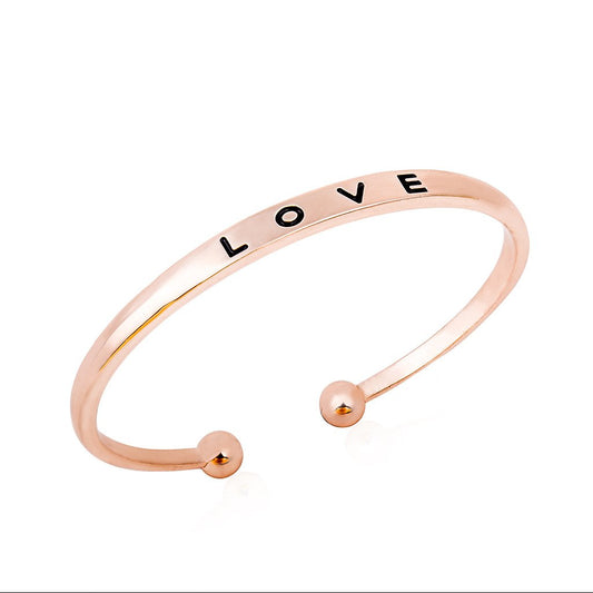 ins simple English letter bracelet female fashion temperament love letter open bracelet couple jewelry tide