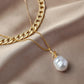 ins personality necklace double metal chain baroque special-shaped pearl pendant exaggerated clavicle chain