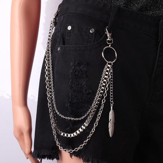 Jewelry Fashionable Pendant Waist Chain Creative Feather Hip Hop Pants Chain Female Cool Ins Pants Chain Versatile