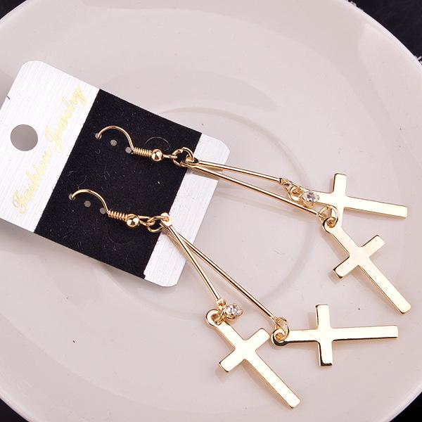 Alloy Simple Cross Earrings With Diamond Earrings Accessories