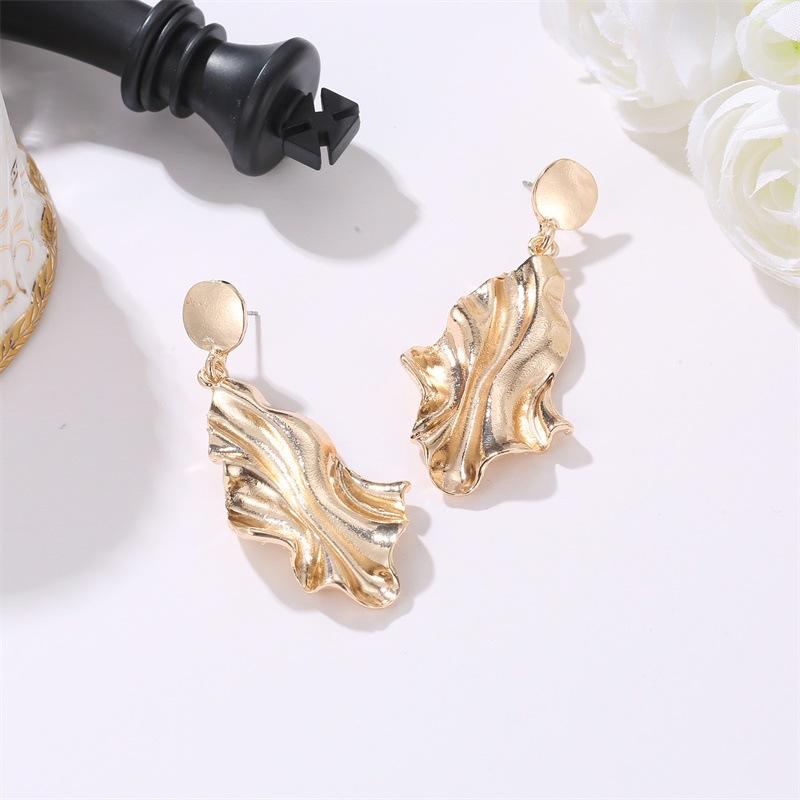 Irregular exaggerated fold earrings trendy street style geometric earrings