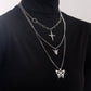 Jewelry Trend Multilayer Hollow Butterfly Rose Cross Sweater Necklace Female Necklace