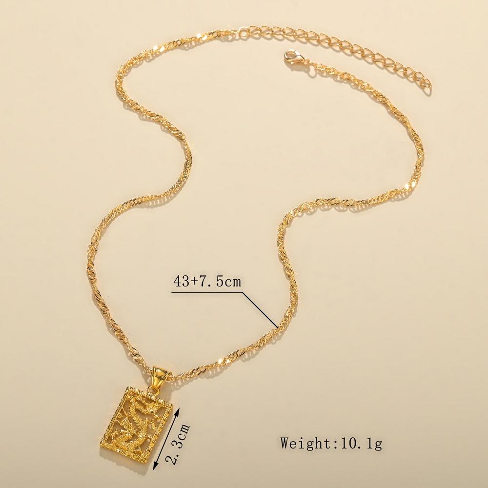 Chinese Element Copper Dragon Pendant Necklace Unisex Accessories