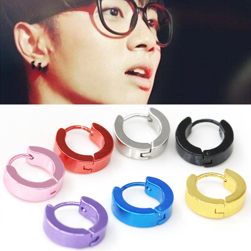 Fashion EXO men's earrings men's ear buckle titanium steel stud earrings Hua Chenyu same style