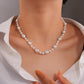 Fashion Imitation Pearl Necklace Simple Temperament Transparent Crystal Clavicle Chain Necklace Jewelry