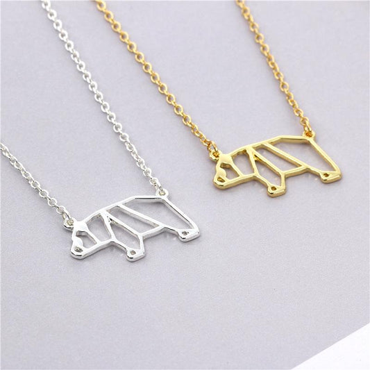 Fashion cute folding hollow panda necklace female all-match alloy animal panda exquisite collarbone chain jewelry