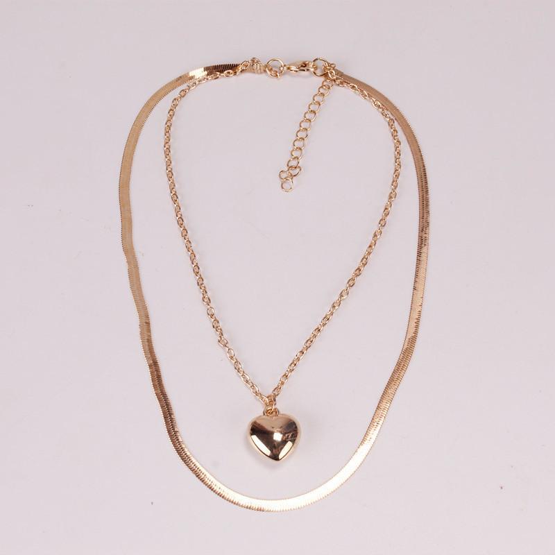 Jewelry Exaggerated Elegant Peach Heart Necklace Popular Disc Multi-layer Separable Necklace Set Chain