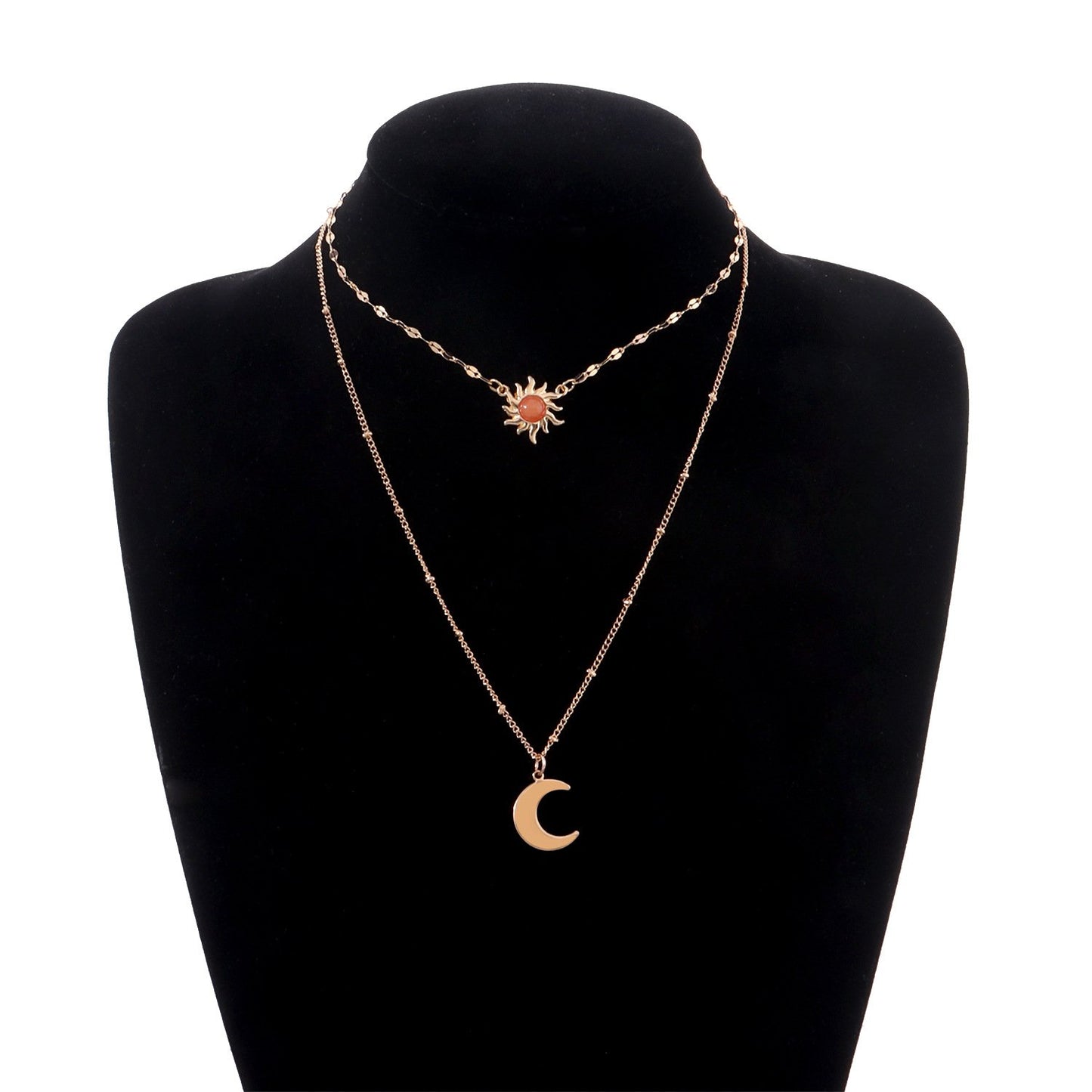 Jewelry Jewelry Sunflower Crescent Pendant Necklace Ladies Temperament Fashion Double Bead Necklace