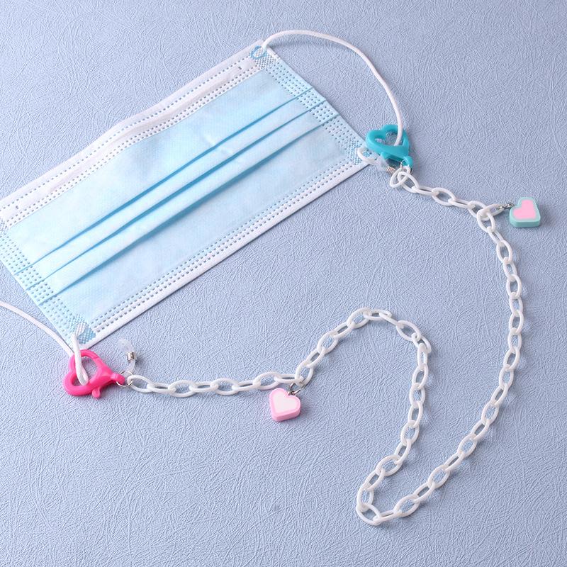 Candy Contrast Color Acrylic Mask Chain Anti-Le Soft Pottery Peach Heart Children's Glasses Chain Anti-lost Rope