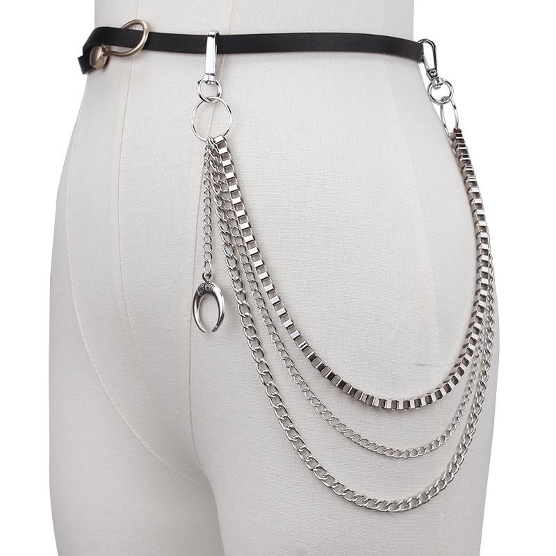 Jewelry hip-hop personality metal crescent pendant waist chain punk all-match multi-layer chain pants chain