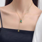 Green Pendant Titanium Steel Necklace Women's Light Luxury Niche Design Titanium Steel Never Fading Clavicle Chain Pull Adjustable Necklace