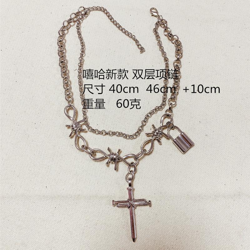 Necklace jewelry punk indifferent thorn steel nails multi-layer necklace clavicle chain hipster night accessories