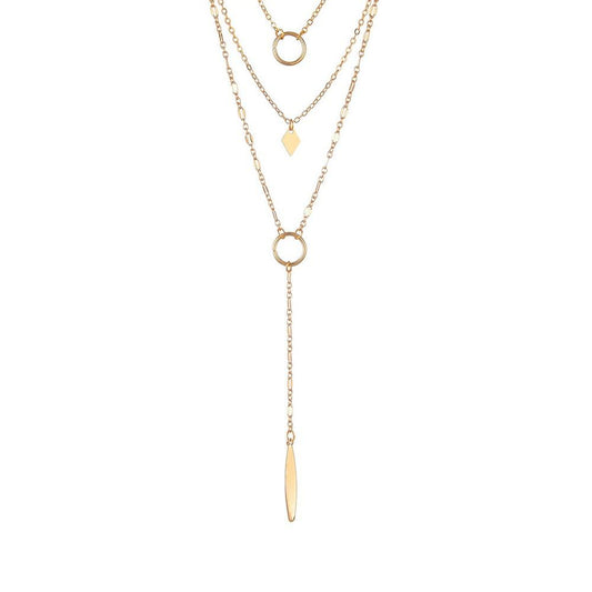 Round iron ring iron sheet pendant multi-layer necklace fashion temperament necklace collarbone chain ladies jewelry