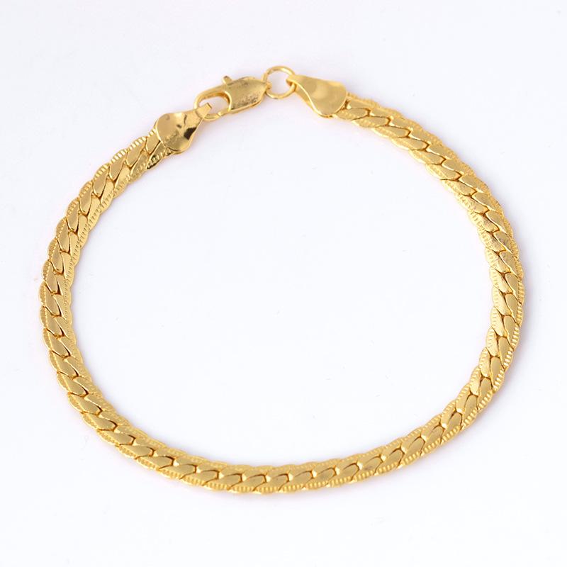 Jewelry Plated 18K Gold Men's Hip Hop Bracelet Twist Chain Wheat Ear Chain Copper Bracelet