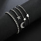 Gold Plated Heart Moon Star Diamond Bracelet For Women