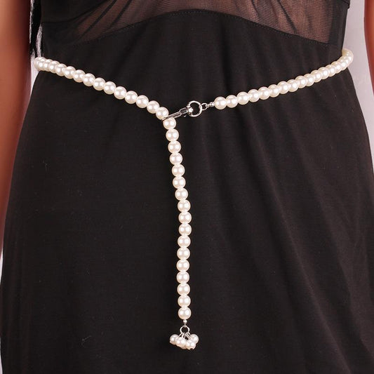 Imitation Pearl Waist Chain Women Decorative Skirt Single Circle Beaded Chain Matching Dress Belt Fashion Trend