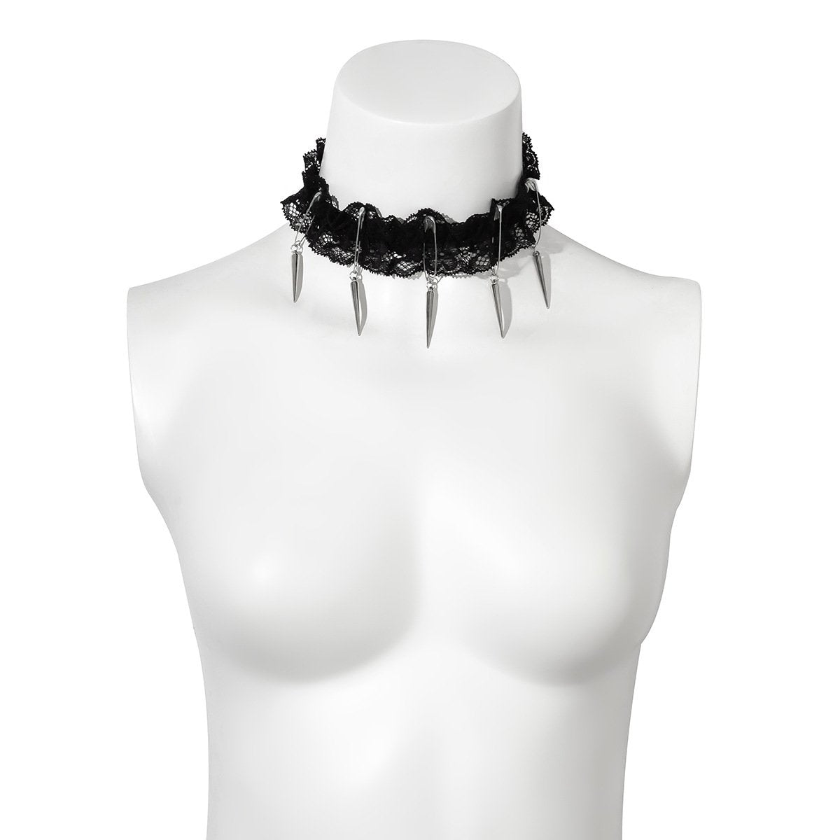 Jewelry sweet cool dark brooch rivet necklace choker female simple tassel lace necklace