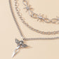 Jewelry Retro Geometric Hollow Cross Necklace Simple Thorn Knotted Multilayer Necklace Set Chain
