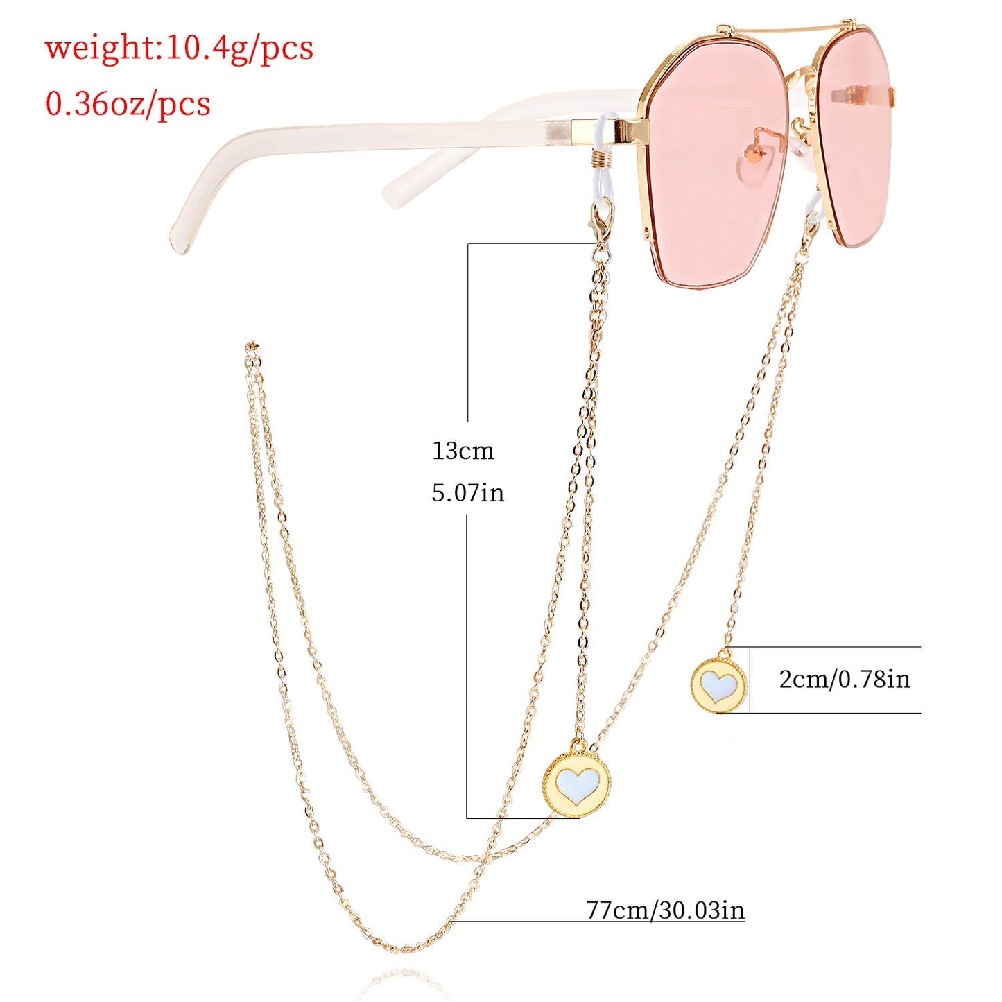Mask hanging chain glasses hanging chain glasses chain mask chain glasses metal plating heart-shaped hanging chain