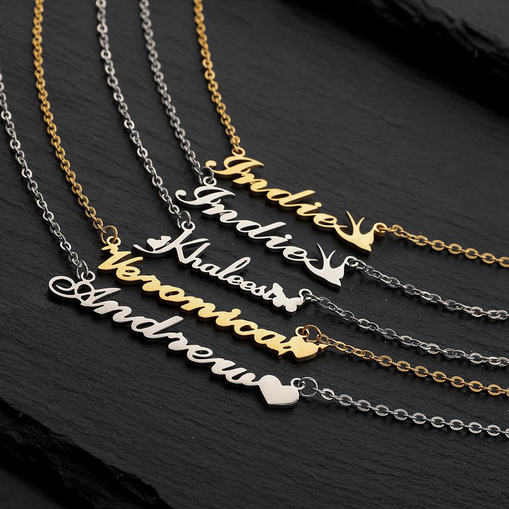 Simple name stainless steel necklace titanium steel custom diy necklace English letter lettering clavicle chain