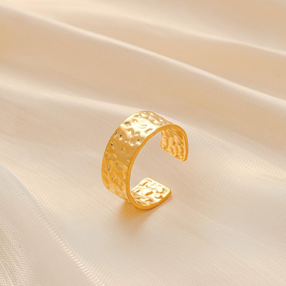 Chao Baita high-end sense cold stainless steel opening wide side hammer pattern adjustable ring