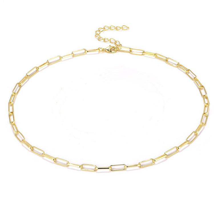 Simple thick chain necklace female ins cold net red popular short rectangular hip-hop necklace bracelet