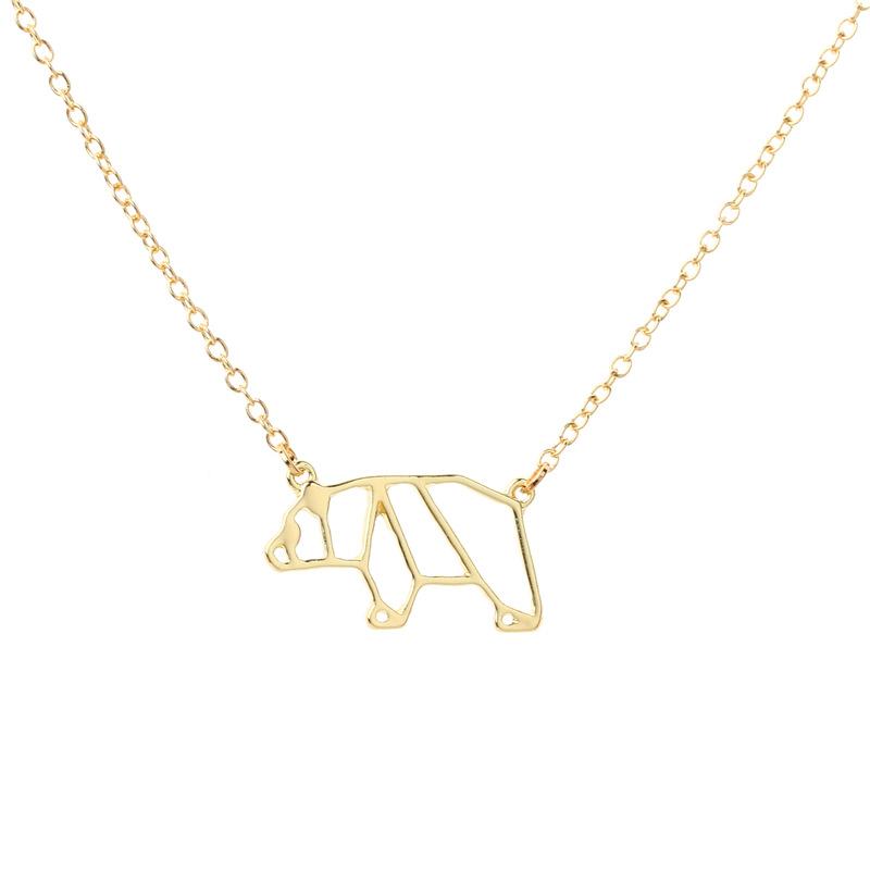 Fashion cute folding hollow panda necklace female all-match alloy animal panda exquisite collarbone chain jewelry