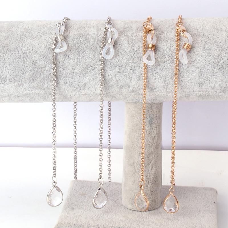 Rhinestone mask hanging chain glasses chain anti-lost glasses rope silicone non-slip ring mask chain