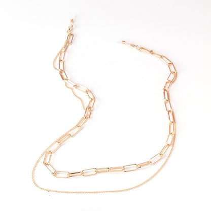 Hip-hop trend long hanging neck double-layer chain temperament street shooting glasses chain simple metal accessories