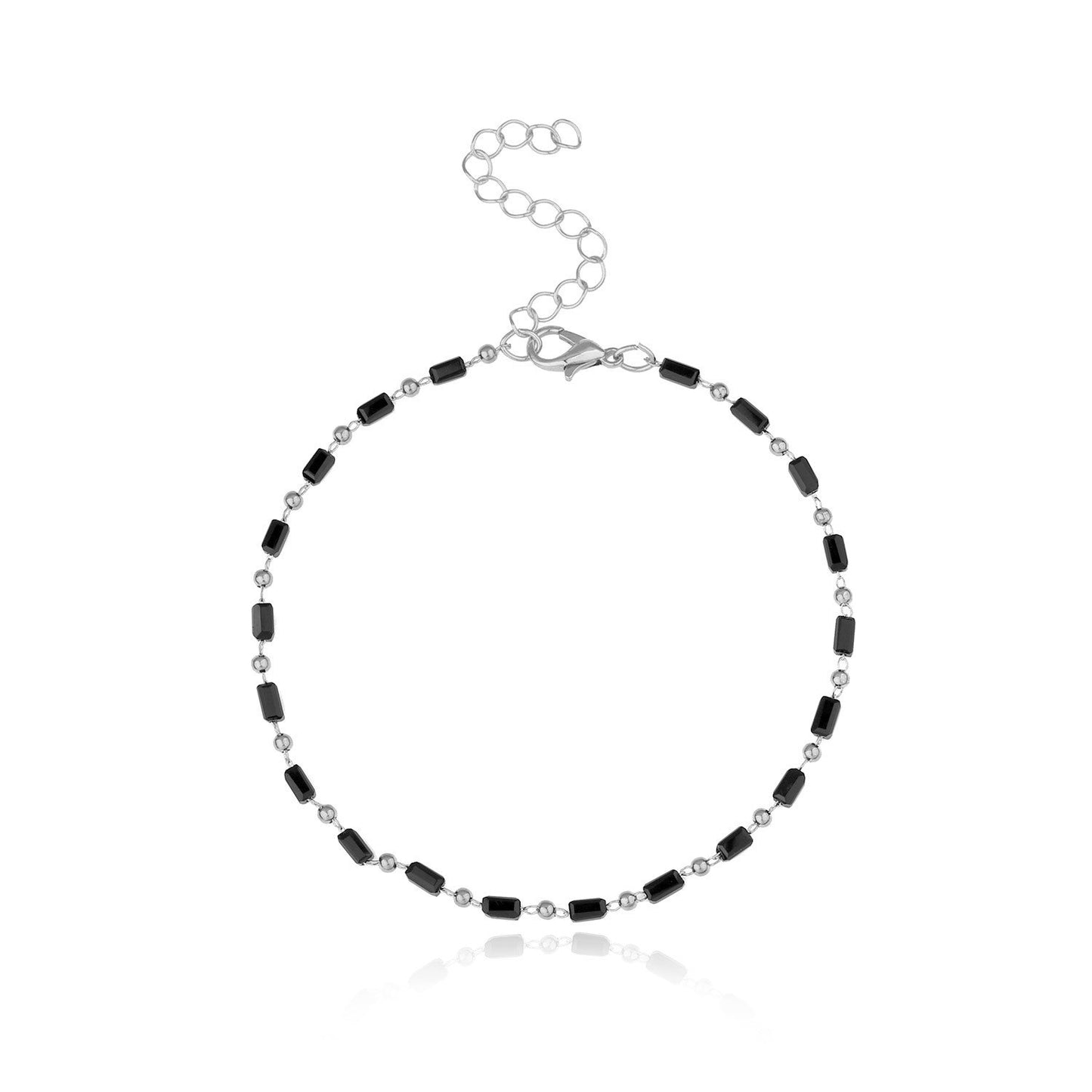 Jewelry fashion simple single-layer handmade chain anklet female black glass long bead beach anklet