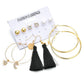 Pop Rhinestone Star Moon Asymmetrical Earring Set Vintage Tassel Earrings