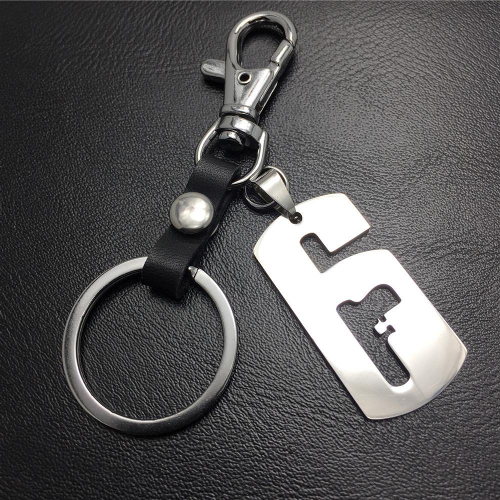 Rainbow 6 Lucky Car Keychain Stainless Steel Titanium Steel Pendant