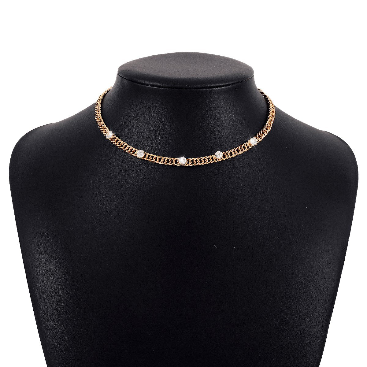 N1574 Simple single-layer necklace women's cold and cool rhinestone necklace niche geometric retro necklace