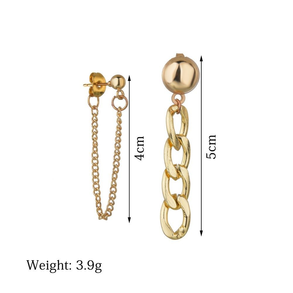 Exaggerated Metal Chain Earrings Retro Fashion Asymmetrical Earrings Women Jewelry Accessories