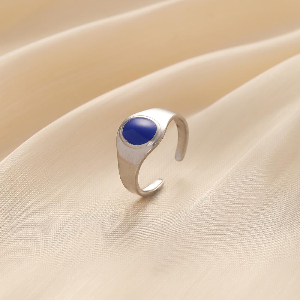 High Fashion Ladies Exaggerated Stainless Steel Clarity Adjustable Sapphire Oil Drip Ring