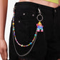 Double-layer pants chain rice bead chain trend rainbow monster pendant fashion street shooting color body chain