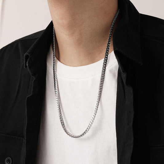Fashion commuting simple design niche personality men's stainless steel edge NK chain single chain necklace neck chain
