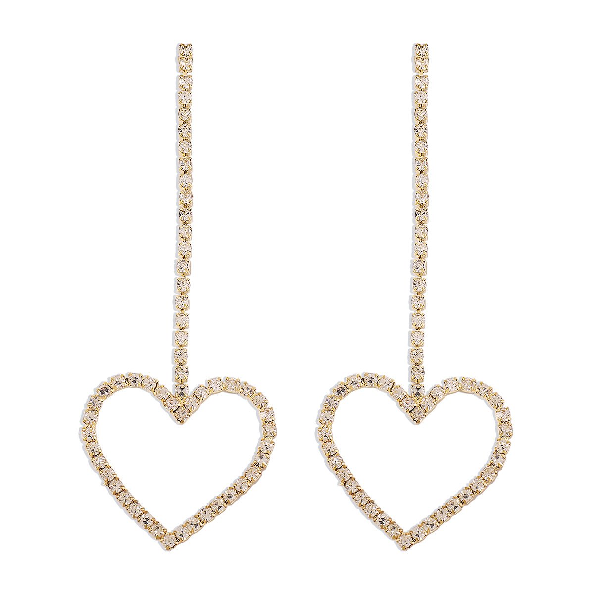 E1551 Rhinestone Tassel Love Geometric Earrings Exaggerated Long Fairy Earrings Modern Temperament Earrings
