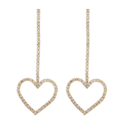 E1551 Rhinestone Tassel Love Geometric Earrings Exaggerated Long Fairy Earrings Modern Temperament Earrings