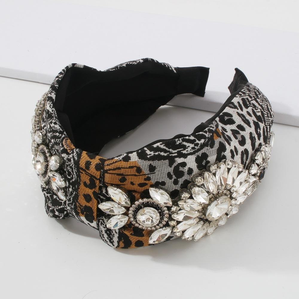 F375 fashion fabric art diamond hair accessories catwalk baroque heavy industry headband wide-brimmed retro headband