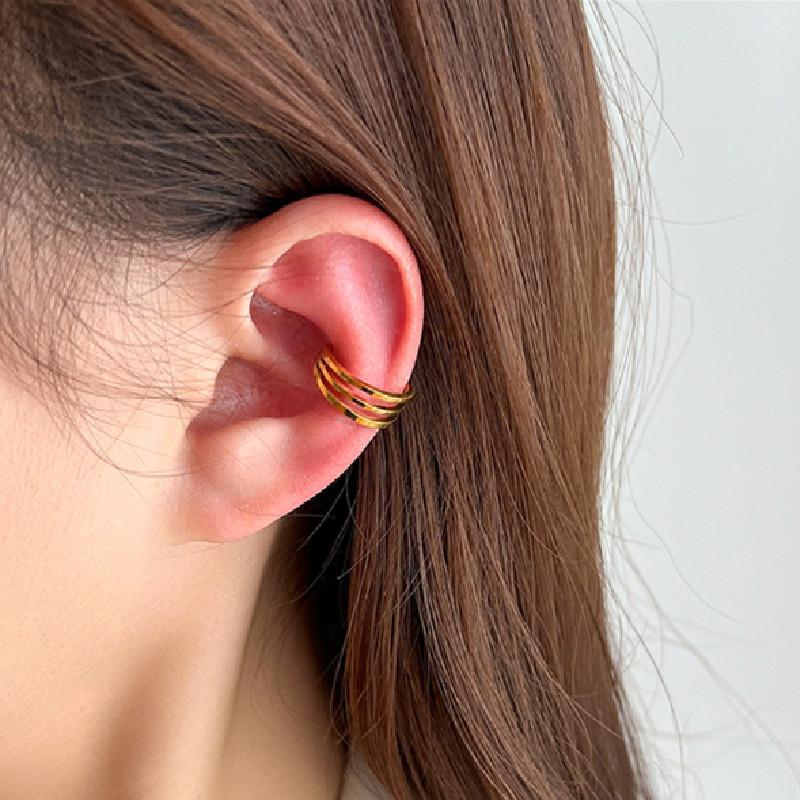 Minimalist temperament three-ring circle ear bone clip multi-layer metal non-ear pierced ear clip earrings high-end ins