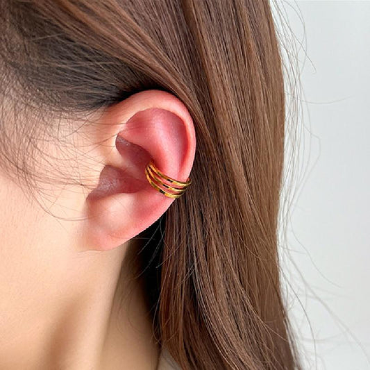 Minimalist temperament three-ring circle ear bone clip multi-layer metal non-ear pierced ear clip earrings high-end ins