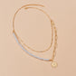 Fashion Alloy Queen Head Pendant Necklace Multilayer Imitation Pearl Necklace Accessories