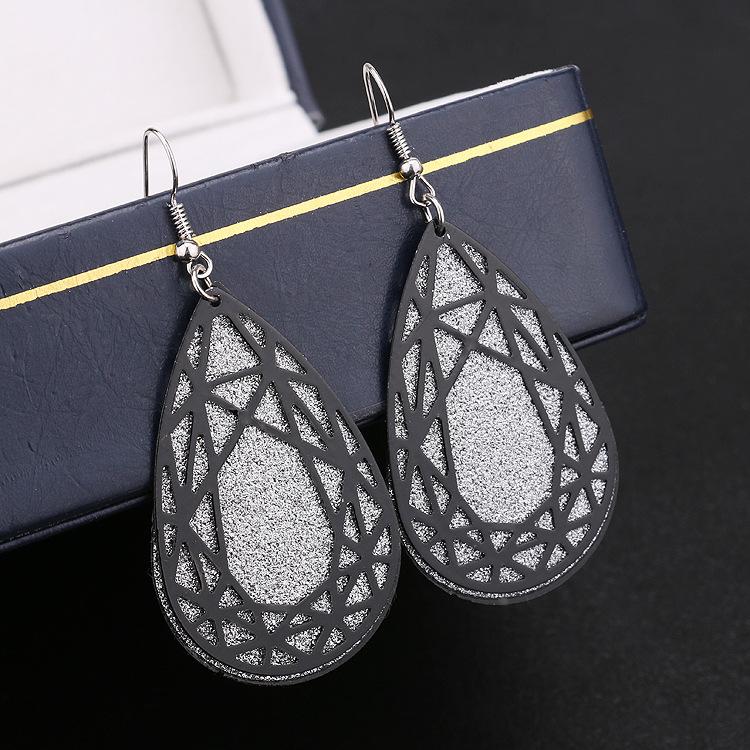 Water drop double layer rocking frosted earrings creative alloy earrings ear accessories