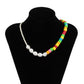 Jewelry fashion special-shaped imitation pearl collarbone necklace colorful beaded asymmetrical beaded necklace female